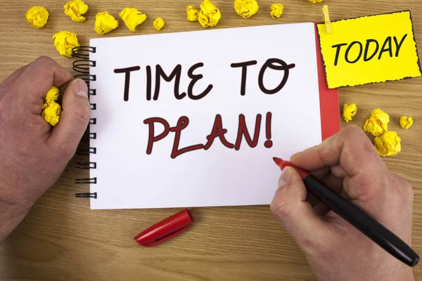 Manuscrito Textos Que Escrevem Time Plan Motivational Call Conceito Significado — Fotografia de Stock