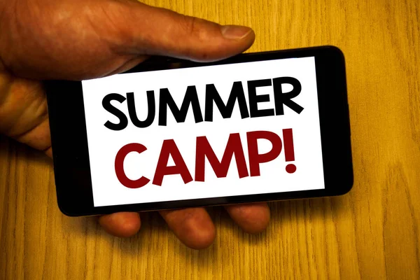 Scrivere Testi Scritti Mano Summer Camp Motivational Call Concetto Che — Foto Stock