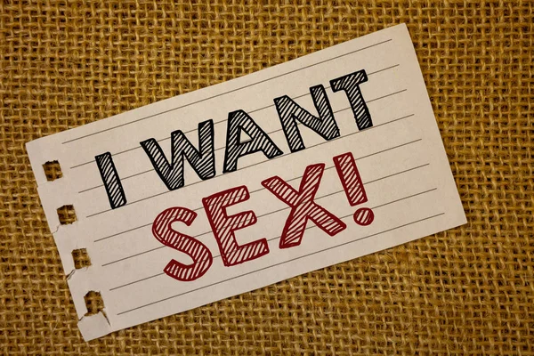 Metin işaret gösterilen ben seks motivasyon aramak istiyorum. Cinsel ilişki Excitementnotebook sayfa fikirler siyah kırmızı mesaj arzu için kavramsal fotoğraf kelime hasır arka plan mektuplar