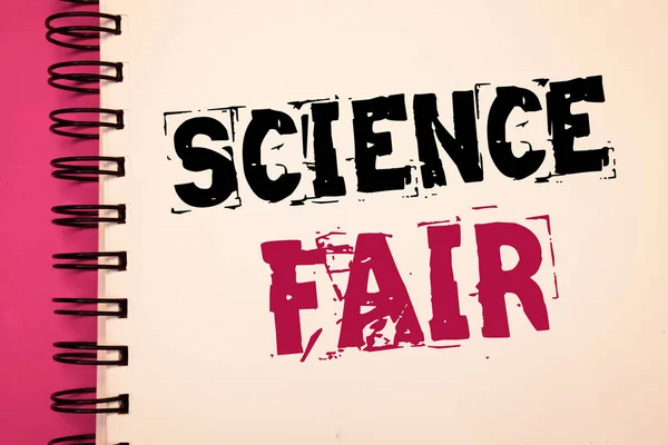 Konceptuella Hand Skriva Visar Science Fair Företag Foto Skylta Skoltävling — Stockfoto