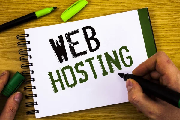 Writing note showing  Web Hosting. Business photo showcasing Server service that allows somebody to make website accessible