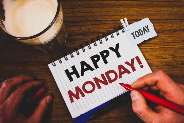 Handwriting textss writing Happy Monday Motivational Call. Concept meaning Wishing you have a good start for the week
