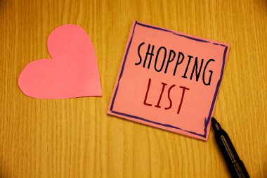 Alışveriş listesinde gösterilen Not yazma. Ürün Market Süpermarket denetim listesi satın almanız gerekir vitrine iş fotoğraf