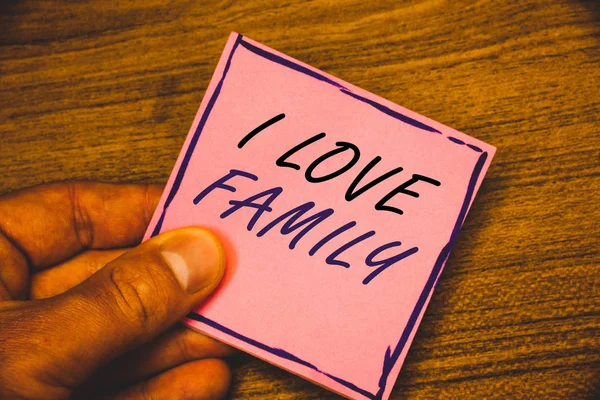 Writing Note Showing Love Family Business Photo Showcasing Good Feelings — Stock Photo, Image