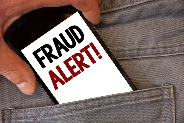 Señal Texto Que Muestra Alerta Fraude Llamada Motivacional Foto Conceptual —  Fotos de Stock