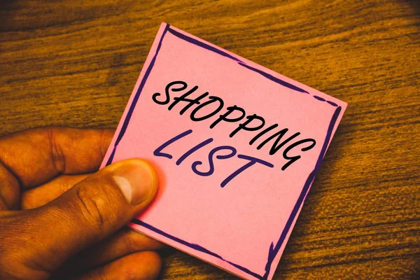 Writing Note Showing Shopping List Business Photo Showcasing Products Groceries — Stock Photo, Image