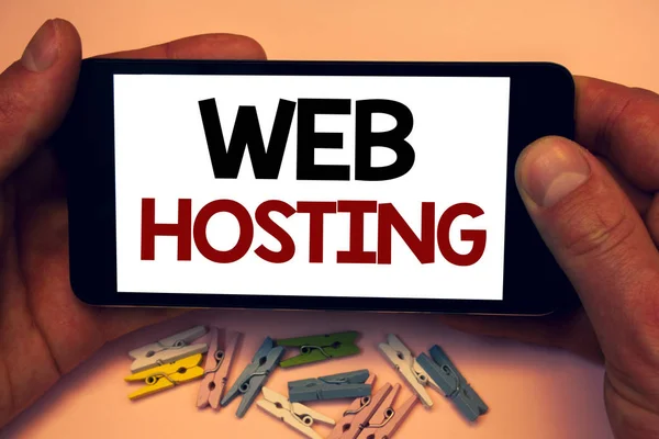 Writing note showing  Web Hosting. Business photo showcasing Server service that allows somebody to make website accessible
