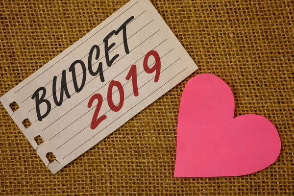 Signo Texto Que Muestra Presupuesto 2019 Foto Conceptual Año Nuevo — Foto de Stock