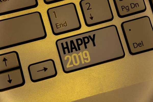 Текстовый Знак Счастливого 2019 Года Концептуальные Фото Новогодние Праздники Веселые — стоковое фото