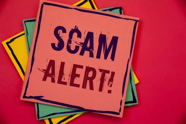 Parole Scrittura Testi Scam Alert Motivational Call Business Concept Avviso — Foto Stock