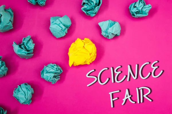 Conceptual Hand Writing Showing Science Fair Business Photo Showcasing School — Stock Photo, Image
