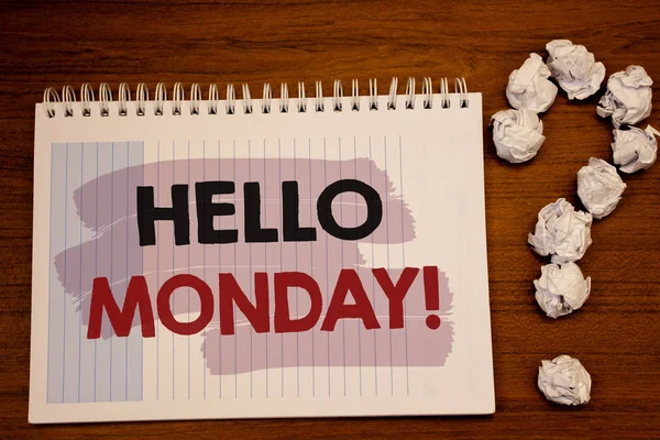 Написання Нотатки Показує Привіт Понеділок Мотиваційний Дзвінок Ділові Фото Показують — стокове фото
