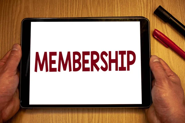 Text Sign Showing Membership Conceptual Photo Being Member Part Group — Stock Photo, Image