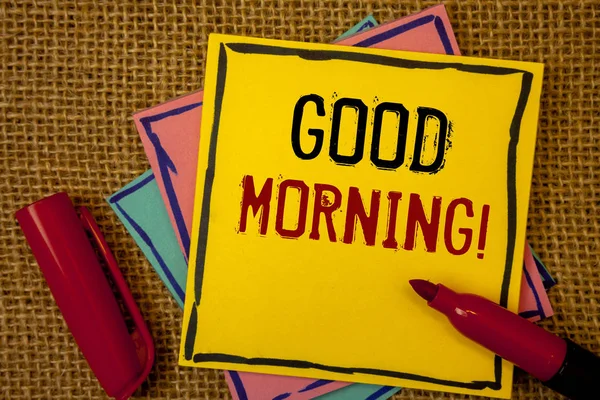 Handwriting Textss Good Morning Motivational Call Concept Meaning Greeting Wishes — Stock Photo, Image