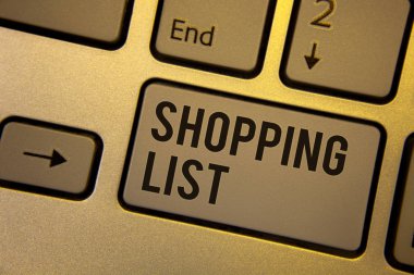 Alışveriş listesinde gösterilen Not yazma. Ürün Market Süpermarket denetim listesi satın almanız gerekir vitrine iş fotoğraf