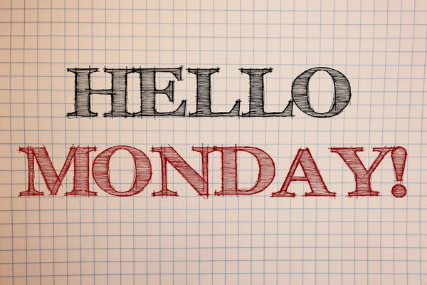 Signe Texte Montrant Hello Monday Motivational Call Photo Conceptuelle Message — Photo