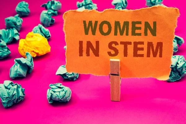 Κείμενο Πινακίδα Που Δείχνει Γυναίκες Stem Εννοιολογική Φωτογραφία Επιστήμη Τεχνολογία — Φωτογραφία Αρχείου