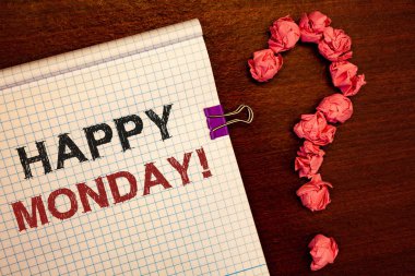 Kavramsal el mutlu Pazartesi motivasyonel ara gösterilen yazma. Dilek sen fotoğraf iş vitrine hafta için iyi bir başlangıç var