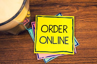 Sipariş Online gösterilen metin işareti. Kavramsal fotoğraf satın alma bir şey Internet üzerinde E-ticaret kablosuz alışveriş