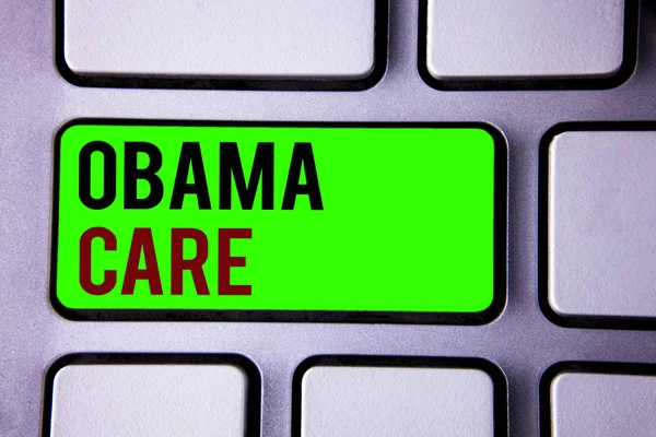 Text Sign Showing Obama Care Conceptual Photo Government Program Insurance — Stock Photo, Image
