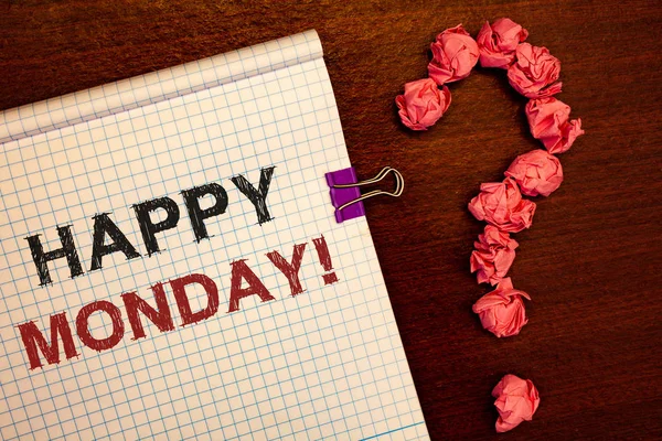 Kavramsal el mutlu Pazartesi motivasyonel ara gösterilen yazma. Dilek sen fotoğraf iş vitrine hafta için iyi bir başlangıç var