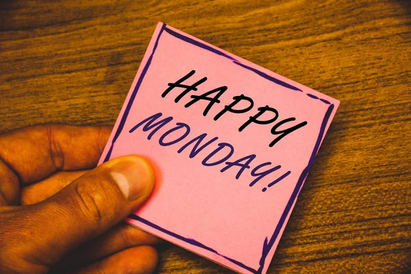 Menulis Catatan Menunjukkan Happy Monday Motivational Call Foto Bisnis Menampilkan — Stok Foto