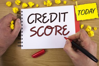 Handwriting textss writing Credit Score. Concept meaning Capacity to repay a loan Creditworthiness of an individual clipart