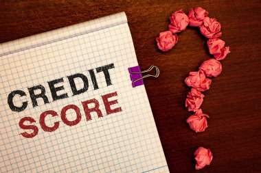 Kavramsal el kredi puanı gösterilen yazma. Bir kredi bireysel kredi ödemek için kapasite vitrine iş fotoğraf