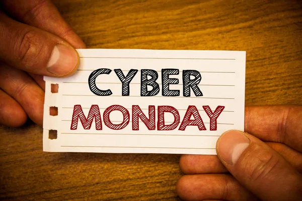 Text Sign Showing Cyber Monday Conceptual Photo Special Sales Black — Stock Photo, Image