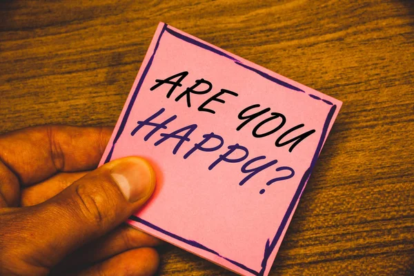 Írásbeli Megjegyzés Mutatja Boldog Kérdése Bemutatják Motiváció Sikeres Élet Ünnepe — Stock Fotó