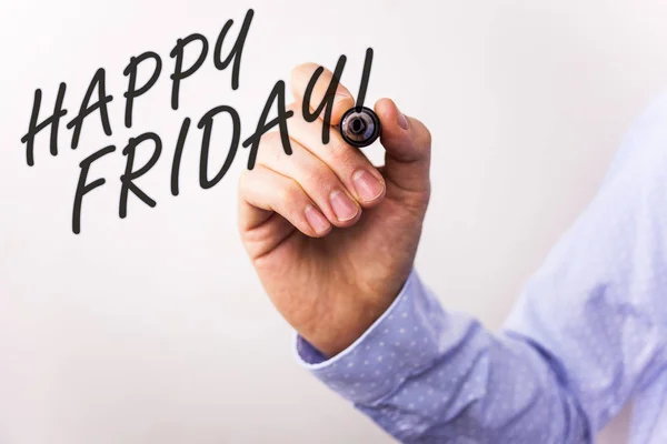 Scrivere Una Nota Che Mostra Happy Friday Motivational Call Business — Foto Stock