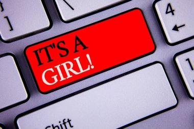 Bu olan bir kız motivasyonel Call gösterilen Not yazma. Cinsiyet Bebek kadın vitrine iş fotoğraf ortaya kutlama