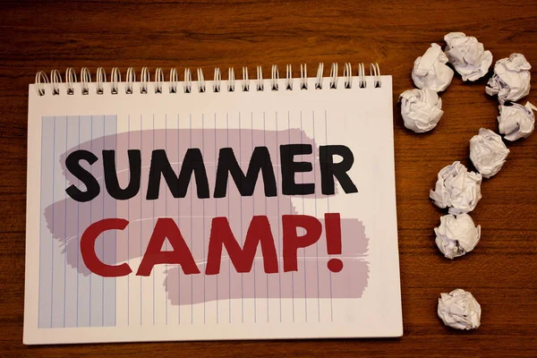 Nota Scrittura Che Mostra Summer Camp Motivational Call Business Photo — Foto Stock