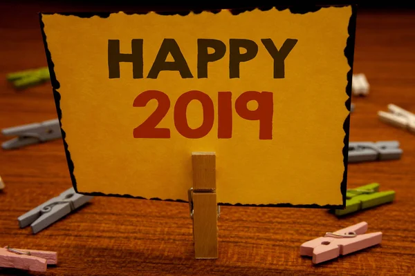 Palabras Escribiendo Textos Feliz 2019 Concepto Negocio Para Celebración Año — Foto de Stock