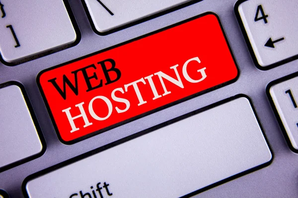 Writing note showing  Web Hosting. Business photo showcasing Server service that allows somebody to make website accessible