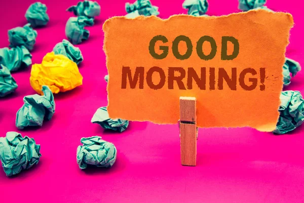 Text Tecken Visar Good Morning Motiverande Samtal Konceptuell Bild Hälsning — Stockfoto