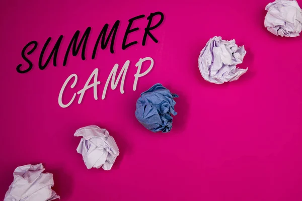 Manuscrito Textos Que Escrevem Summer Camp Conceito Significado Local País — Fotografia de Stock