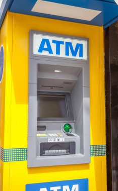 Para losyonlu makine bilgi noktası. Otomatik vezne makinesi ile istikrarlı Vakfı firma ayakta. İnce yüzey ve net tabela bitirdi. Banka modern ekipman reklam