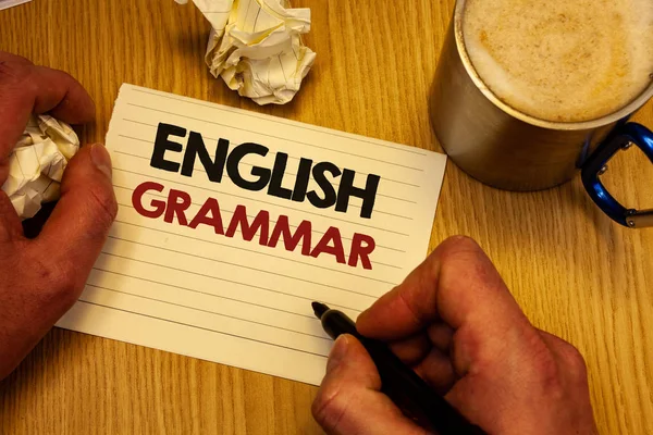 Handskrift Text Skriver Engelsk Grammatik Begreppet Mening Språk Kunskaper Skolan — Stockfoto