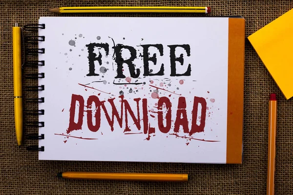 Writing Note Showing Free Download Business Photo Showcasing Files Downloading — Stock Photo, Image
