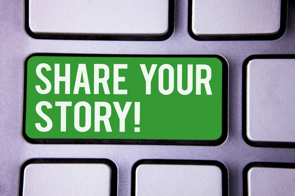 Tekst Pisma Ręcznego Pisania Share Your Story Motywacyjne Call Pojęcia — Zdjęcie stockowe