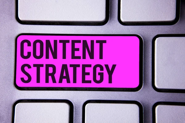 Schreiben Notiz Zeigt Content Strategie Business Photo Showcasing Management Netzwerk — Stockfoto