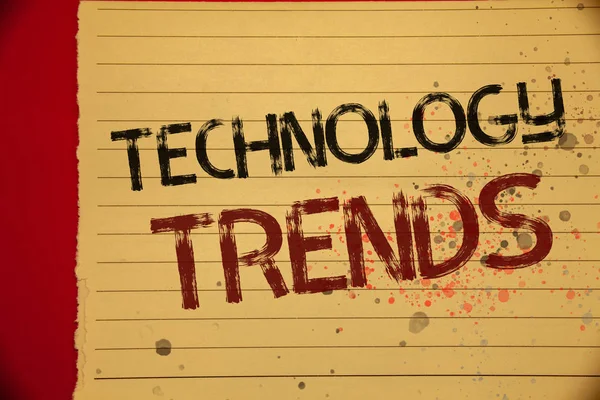 Handgeschreven Tekst Technologische Trends Begrip Betekenis Trending Moderne Virale Geavanceerde — Stockfoto