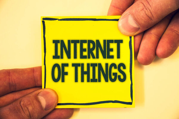 Conceptual hand writing showing Internet Of Things. Business photo text Innovation Globalization Digital Electronics Connectivity Grizzled background retain black outskirts page show some words