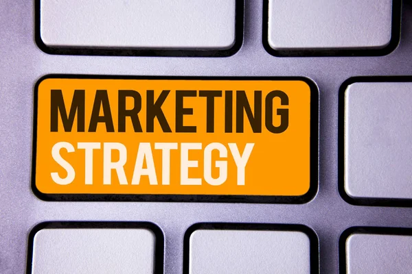 Escrita Mão Conceitual Mostrando Estratégia Marketing Texto Foto Negócio Plano — Fotografia de Stock