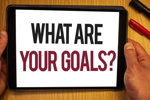 Handwriting Text What Your Goals Question Concept Meaning Asking Someone — Stock Photo, Image