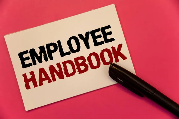 Textový Znak Znázorňující Employee Handbook Konceptuální Fotografie Dokumentu Příručka Předpisy — Stock fotografie
