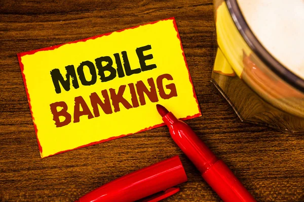 Írásbeli Megjegyzés Mutatja Mobil Banking Üzleti Fénykép Bemutató Online Pénz — Stock Fotó