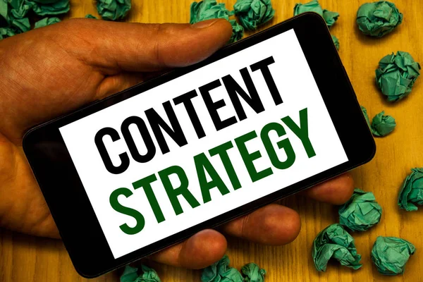 Handskrift Text Content Strategy Begrepp Som Betyder Management Nätverk Internet — Stockfoto