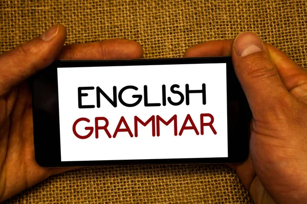Escritura Manual Conceptual Que Muestra Gramática Inglesa Texto Foto Comercial — Foto de Stock
